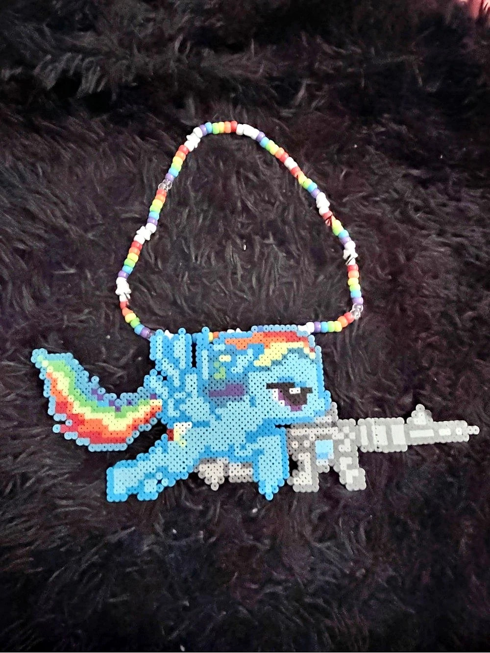 Handmade Beaded Blue Character Bag